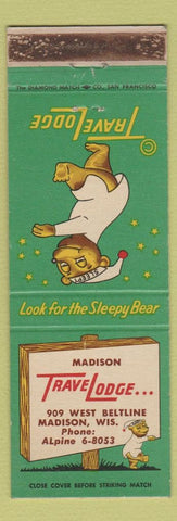 Matchbook Cover - Travel Lodge Sleepy Bear Madison WI #2 WEAR