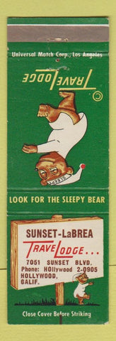 Matchbook Cover - Travel Lodge Sleepy Bear Hollywood CA Sunset La Brea #1