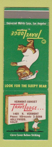 Matchbook Cover - Travel Lodge Sleepy Bear Hollywood CA Vermont Sunset #2
