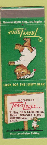 Matchbook Cover - Travel Lodge Sleepy Bear Victorville CA WEAR Route 66 #2