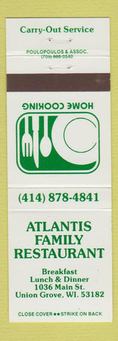 Matchbook Cover - Atlantis Family Restaurant Union Grove WI