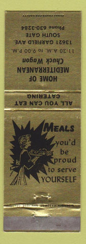 Matchbook Cover - Home of Mediterranean Chuck Wagon South Gate CA