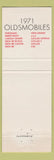 Matchbook Cover - 1971 Oldsmobile Knox Cad Gettysburg PA