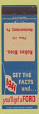 Matchbook Cover - 1941 Ford Kuhns Bros Mechanicsburg PA