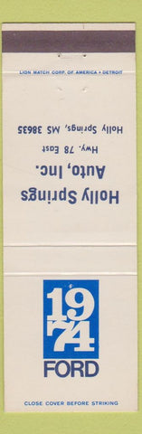 Matchbook Cover - 1974 Ford Holly Springs MS