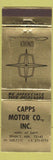 Matchbook Cover - Capps Motors Lincoln Continental Searcy AR