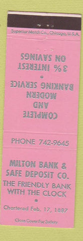 Matchbook Cover - Milton Bank and Safe Deposit Company Milton PA
