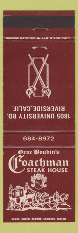 Matchbook Cover - Gene Boudin's Coachman Steak House Riverside CA