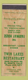 Matchbook Cover - Twin Lakes Restaurant Fairway House South Pasadena El Monte CA