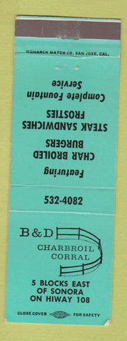 Matchbook Cover - B&D Charbroil Corral Sonora CA  teal