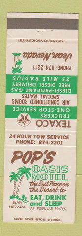 Matchbook Cover - Pop's Oasis Motel Texaco oil gas Jean NV