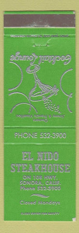 Matchbook Cover - El Nido Steakhosue Sonora CA green