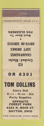 Matchbook Cover - Tom Collins Liquor Dayton OH WEAR