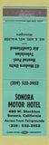 Matchbook Cover - Sonora Motor Hotel Sonora CA