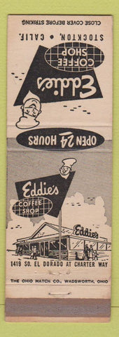 Matchbook Cover - Eddie's Coffee Shop Stockton CA