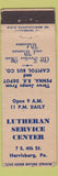 Matchbook Cover - Lutheran Service Center Harrisburg PA church