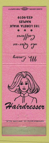 Matchbook Cover - Le Que Ue Coiffures Salon girlie Naples WEAR