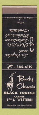 Matchbook Cover - Rudy Cleye's Black Forest Los Angeles CA German