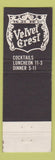 Matchbook Cover - Velvet Crest Los Angeles CA