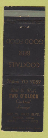 Matchbook Cover - Two O Clock Cocktail Lounge Los Angeles CA
