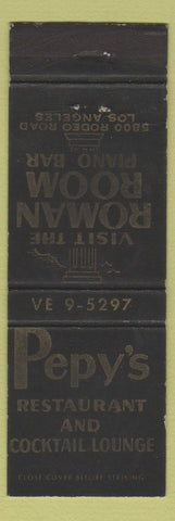 Matchbook Cover - Pepy's Restaurant Los Angeles CA Roman Room Piano Bar