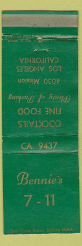 Matchbook Cover - Bennie's 7-11 Los Angeles CA WEAR