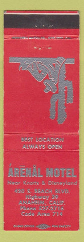 Matchbook Cover - Arenal Motel Anaheim CA Disneyland Knotts Berry Farm ref