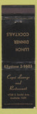Matchbook Cover - Capri Lounge Restaurant Anaheim CA