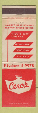 Matchbook Cover - Cero's Anaheim CA