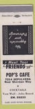 Matchbook Cover - Pop's Cafe Van Nuys CA