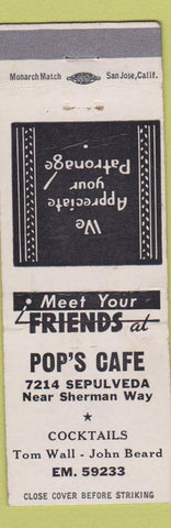 Matchbook Cover - Pop's Cafe Van Nuys CA