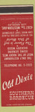 Matchbook Cover - Old Dixie Southern BBQ Los Angeles CA