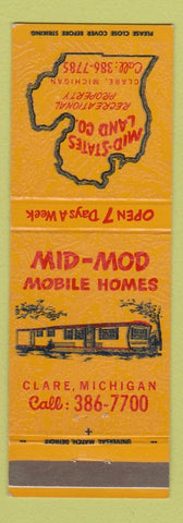 Matchbook Cover - Mid Mod Mobile Homes Clare MI