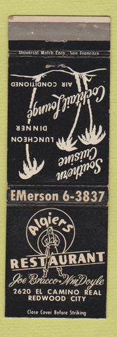 Matchbook Cover - Algiers Restaurant Redwood City CA