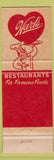 Matchbook Cover - Hart's Restaurants Sacramento CA
