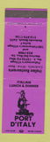Matchbook Cover - Port D' Italy Italian Marina Del Rey Redondo Beach CA purple