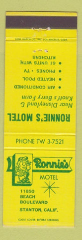 Matchbook Cover - Ronnie's Motel Stanton CA Disneyland Reference
