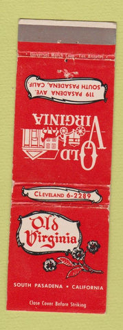 Matchbook Cover - Old Virginia South Pasadena CA WEAR