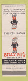 Matchbook Cover - Billy Boy's Restaurant Sacramento CA