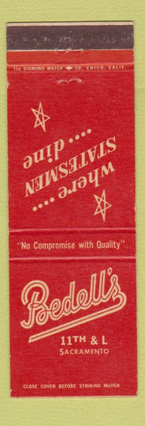 Matchbook Cover - Bedell's Sacramento CA