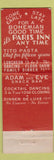 Matchbook Cover - Paris Inn Singing Waiters Los Angeles CA WEAR