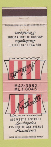 Matchbook Cover - Northcott's Los Angeles Pasadena CA