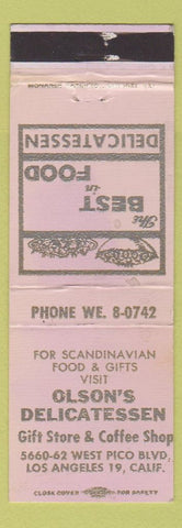 Matchbook Cover - Olson's Deli Los Angeles CA Scandinavian