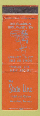 Matchbook Cover - The State Line Hotel Casino Wendover NV ORANGE