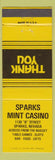Matchbook Cover - Sparks Mint Casino NV yellow