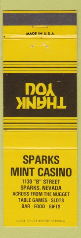 Matchbook Cover - Sparks Mint Casino NV yellow