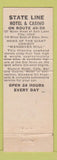 Matchbook Cover - The State Line Hotel Casino Wendover NV TEAL