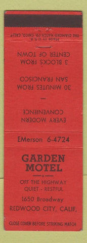 Matchbook Cover - Garden Motel Redwood City CA