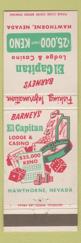 Matchbook Cover - Barney's El Capitan Casino Hawthorne NV