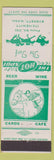 Matchbook Cover - The Turf Everett WA cards poker